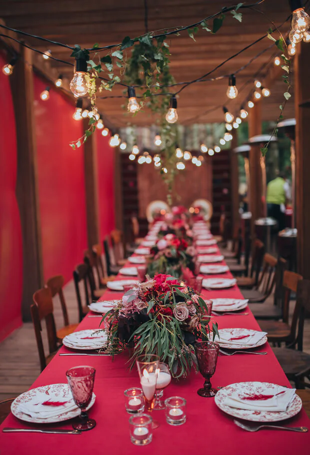 rode bruiloft decoratie tafeldecoratie