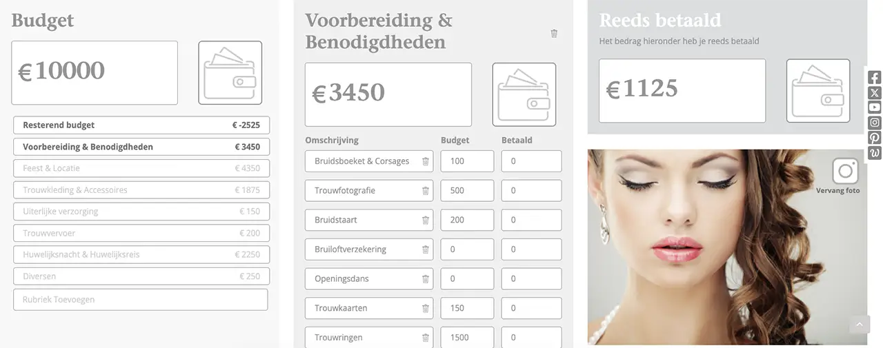 online wedding planner met budgetplanner